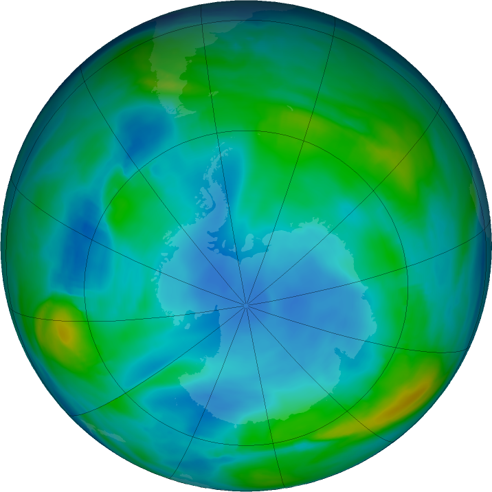 Antarctic ozone map for 10 July 2022